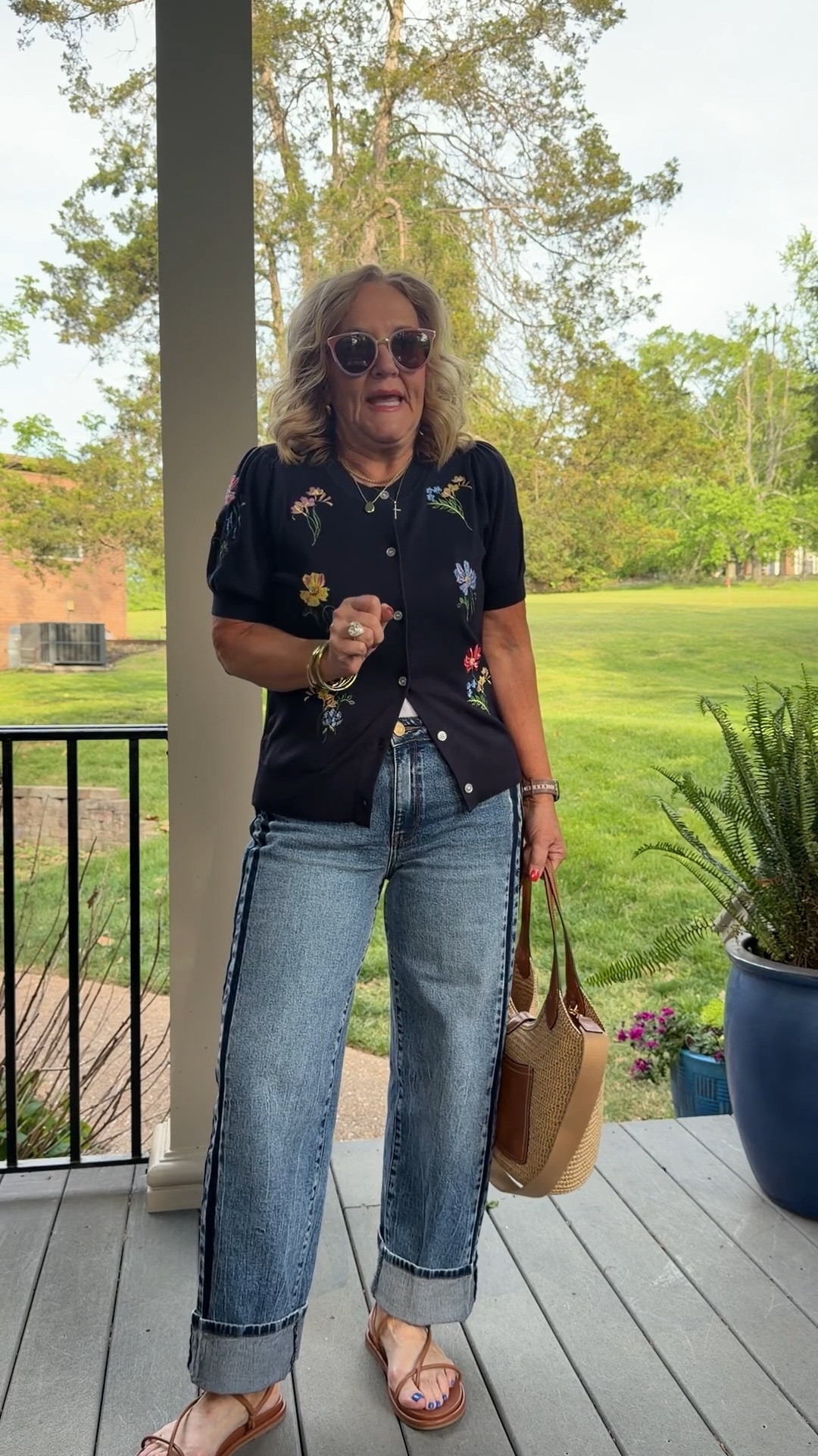 Walmart sweater restocked! Wearing a medium 
Jeans I sized down to a 6 not a lot of stretch they just run big. Get your reg size if you want them loose. I put the cuff in them 
Sandals are comfy with arch support. 
10% off my bag with code NANETTE
20% off my necklaces code TAKE20
Bangles are only $25 today 4/21 and 4/22 

#LTKootd #LTKPetite #LTKOver40