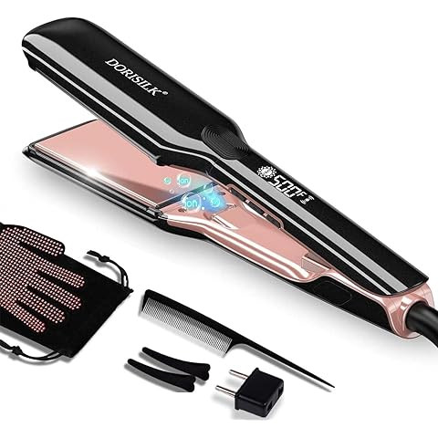 HITTIONA Professional 1.75” Wide Ceramic Hair Straightener, Infrared Flat Iron for Fast Styling... | Amazon (US)