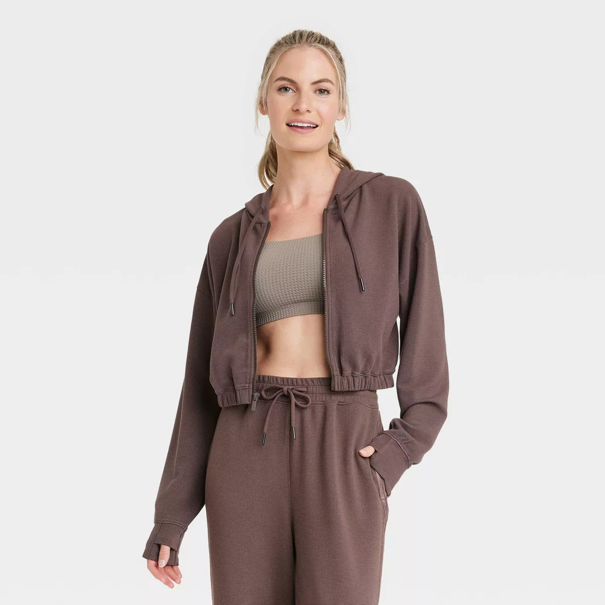 Women's Waffle Full Zip Hoodie - All in Motion™ | Target