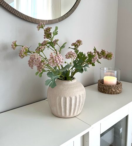 Spring is coming! This neutral Studio McGee vase from Target is on sale and pairs beautifully with these dusty pink floral stems. 

Sale / studio McGee / vase / neutral / hurricane candle / seagrass candle holder / floral stems / faux stems / spring florals / ceramic vase / round mirror / brass mirror / magnolia / Target / hearth and hand 

#LTKSpringSale #LTKSeasonal #LTKhome