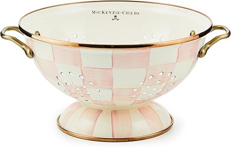 MACKENZIE-CHILDS Rosy Check Enamel Colander, Large Decorative Kitchen Strainer, Cute Enamel Cookw... | Amazon (US)