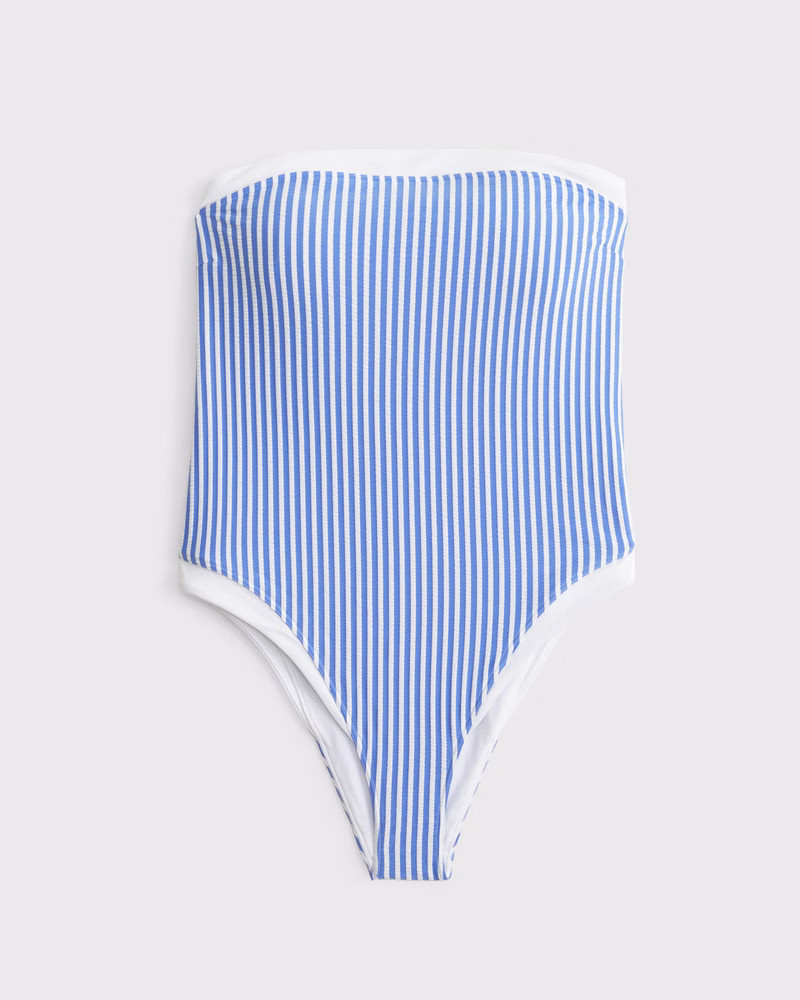 Abercrombie & Fitch Women's A&F Marina One-Piece Swimsuit in Blue Stripe - Size XXS | Abercrombie & Fitch (US)