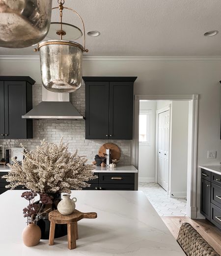 Kitchen pendants are size small. 

Kitchen. Pendant lights. Neutral home. Home decor. Would stand. Cookbooks. Kitchen decor. Kitchen styling. McGee and Co. Target. Target home decor. 

#LTKhome