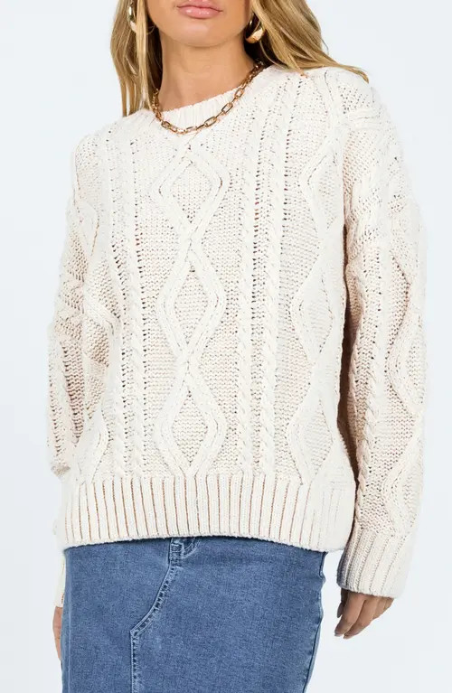 Princess Polly Anaya Oversize Cable Stitch Sweater in Medium Beige at Nordstrom, Size Small | Nordstrom