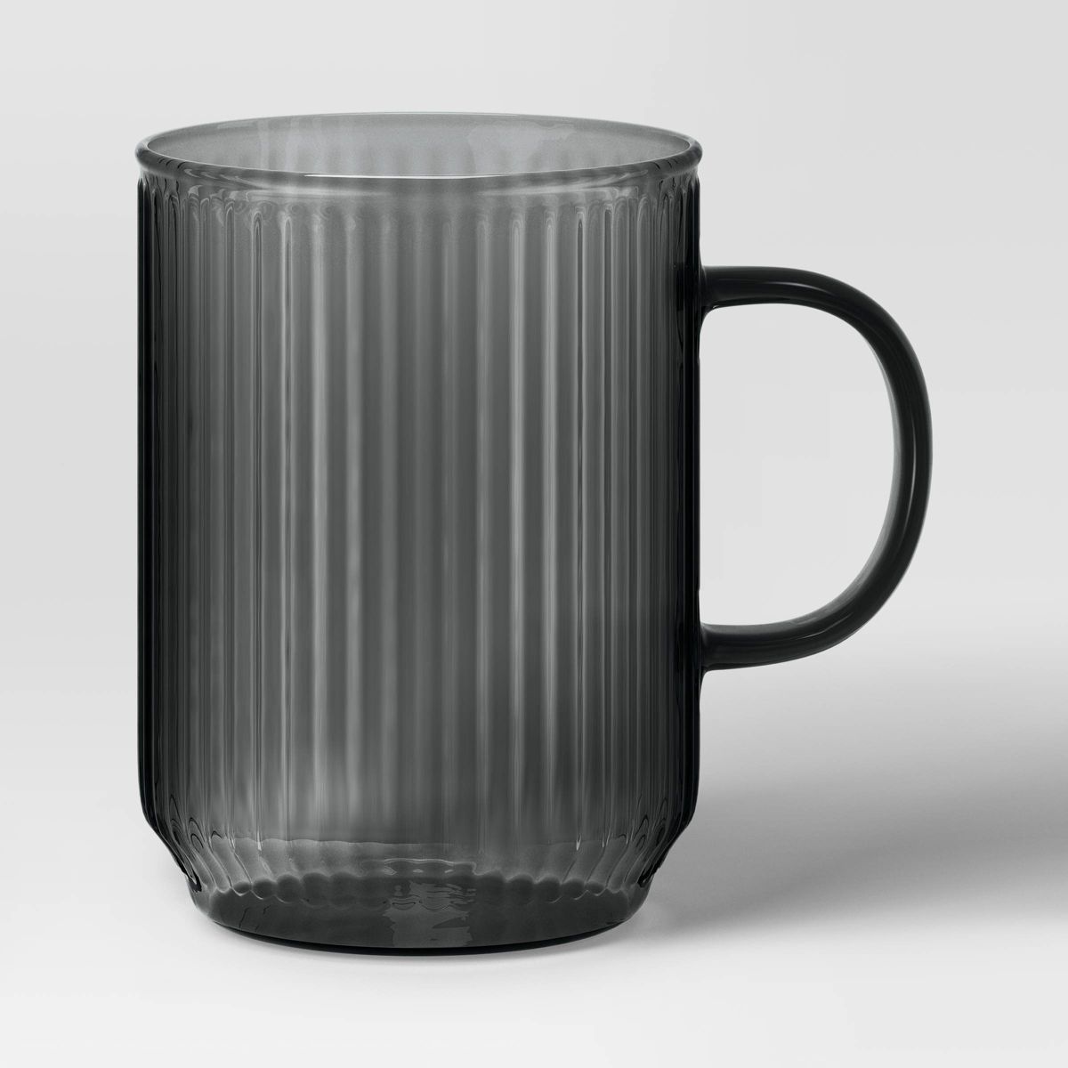 18.5oz Glass Ribbed Mug Black - Threshold™ | Target