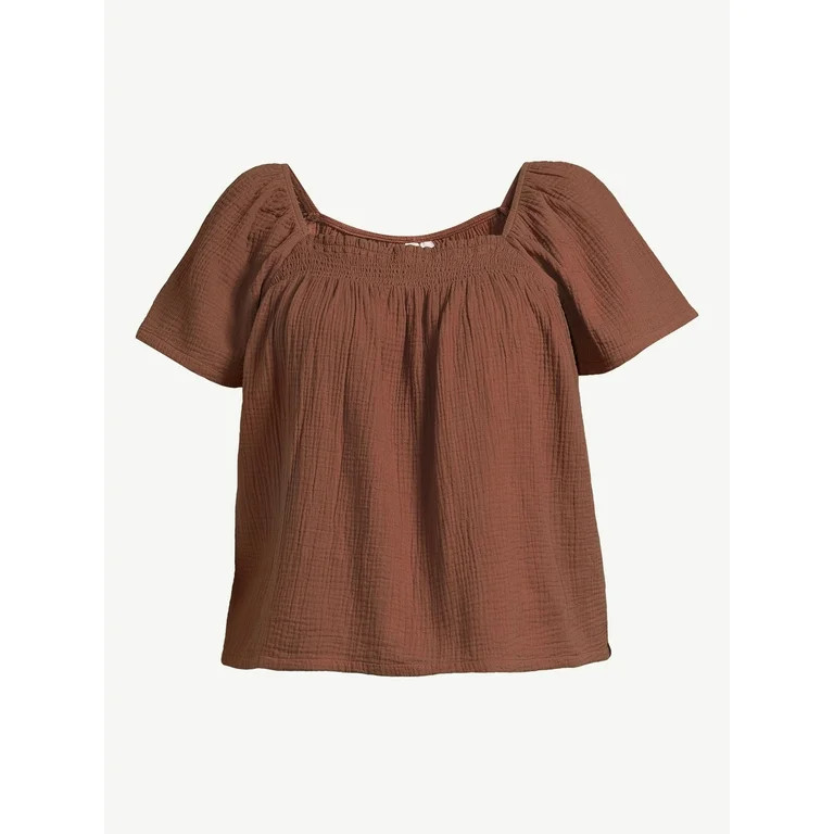 Joyspun Women's Puff Sleeve Gauze Sleep Top, Sizes S to 3X | Walmart (US)