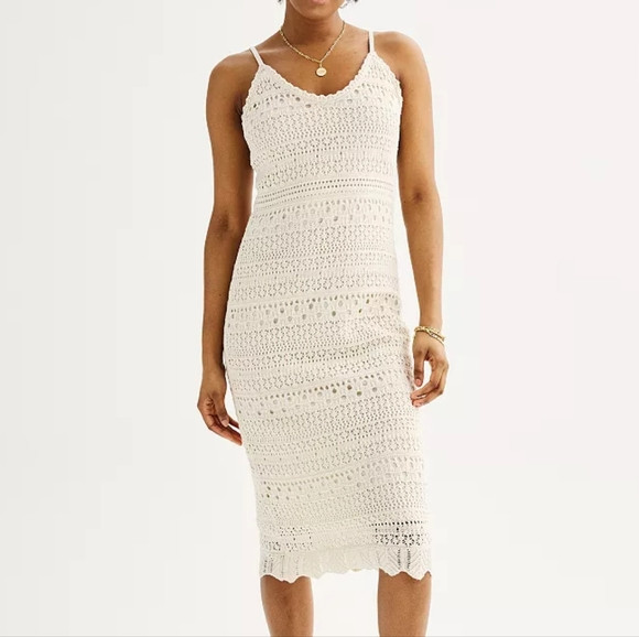 NWT - Freshman 1996 - Cream Crochet Midi Dress - Medium | Poshmark