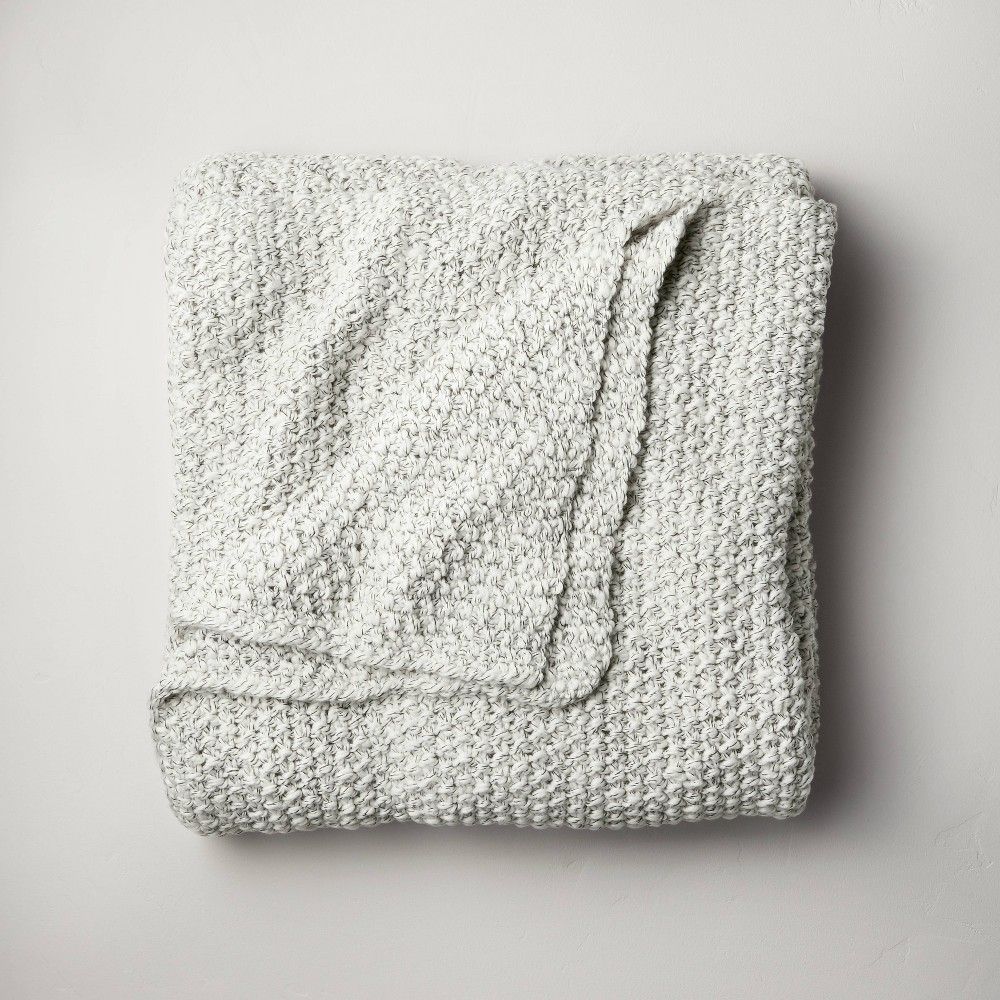 King Chunky Knit Bed Blanket Marled Gray - Casaluna | Target