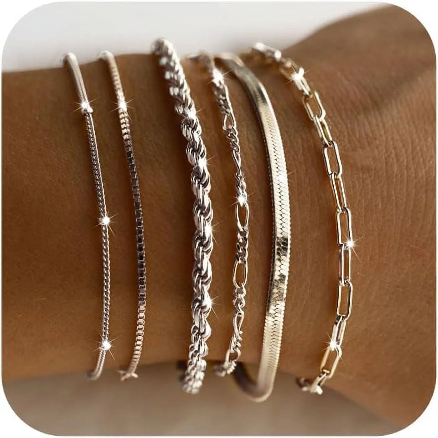 Dainty Silver Bracelets for Women Trendy, 925 Sterling Silver Jewelry Set for Women Bracelets for... | Walmart (US)