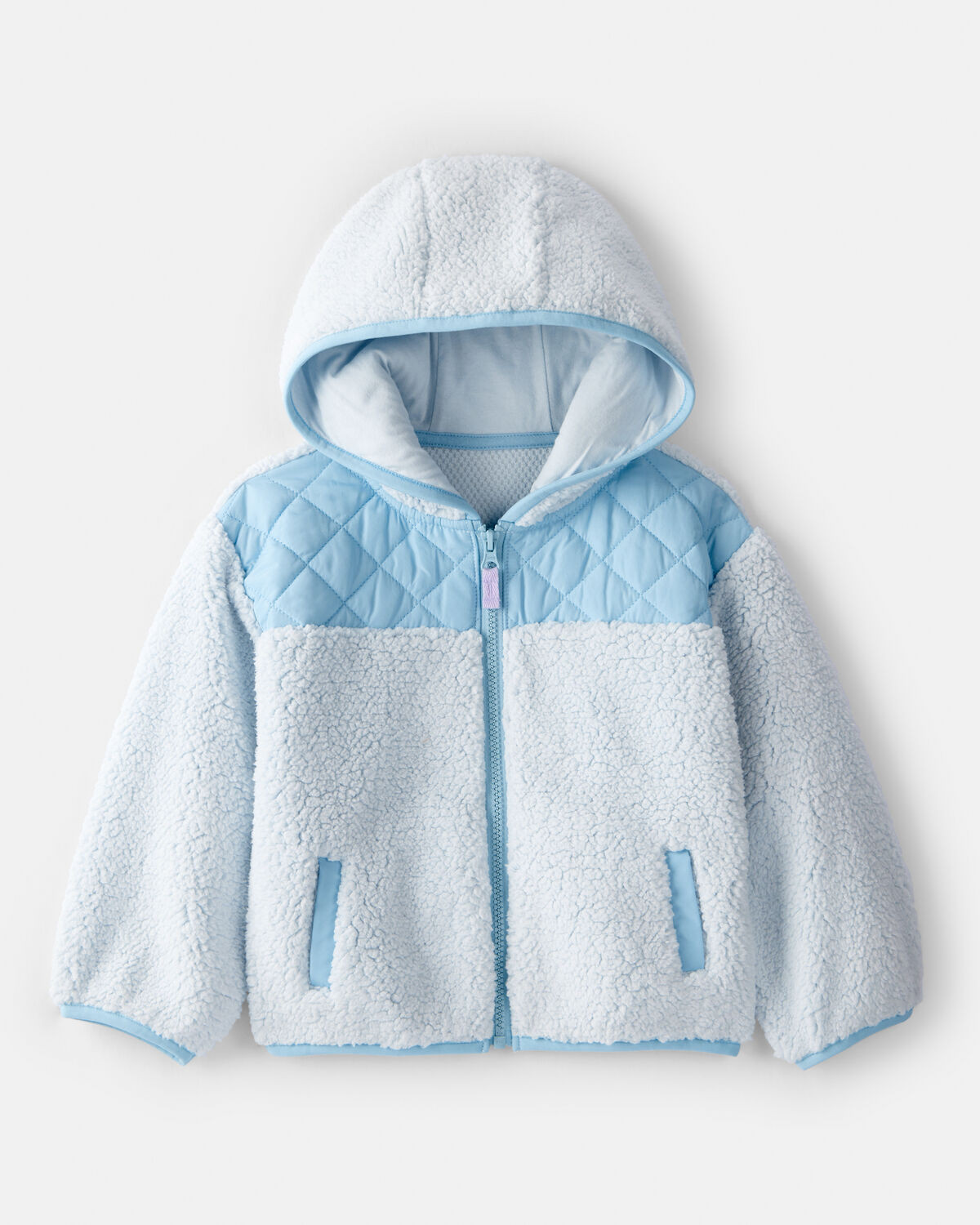 Toddler Girl Sherpa Hooded Zip-Up Jacket - Blue | Carter's Inc
