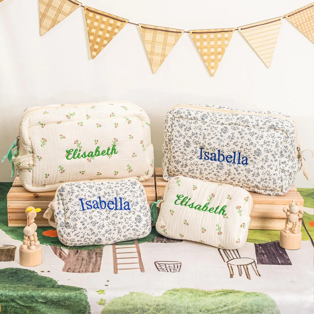 Personalized Quilted Floral Makeup Bag, Elegant Cosmetic Bag for Women, Toiletry Organizer, Bride... | Etsy (US)