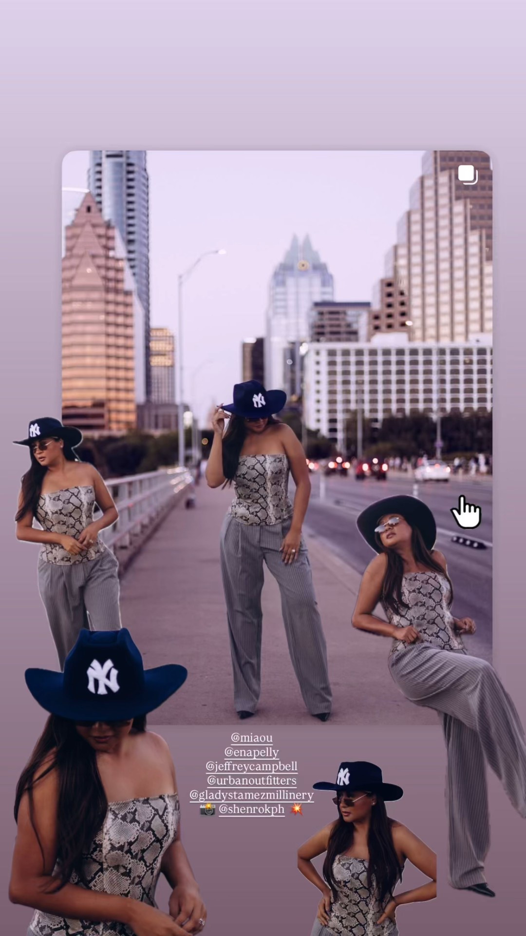 Cowboy hat get up featuring pinstripe pants and a snakeskin corset top - pants are on sale.  

#LTKHoliday #LTKootd #LTKMidsize