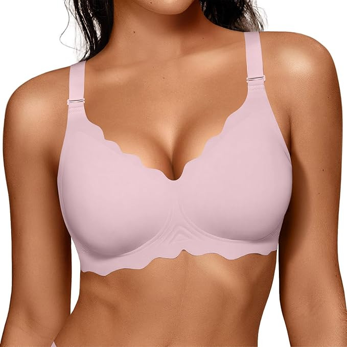 OEAK Women Jelly Bras No Underwire Scalloped Push Up Buttery Soft Tshirt Bra Seamless Full Covera... | Amazon (US)