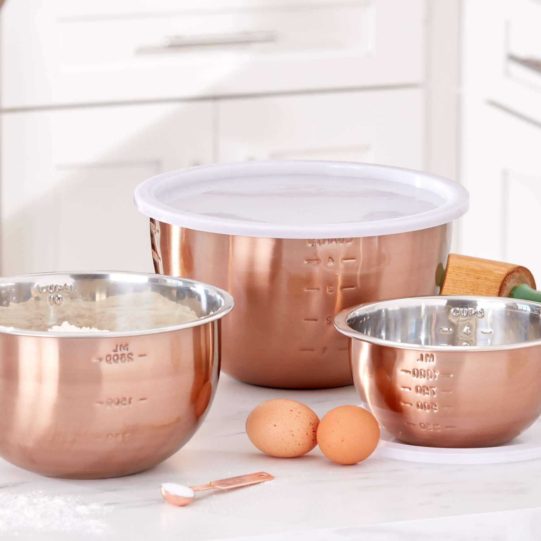 BrylaneHome 6-Piece Set Of Copper Mixing Bowls and Lids one_size | 878201009517 | Lowe's