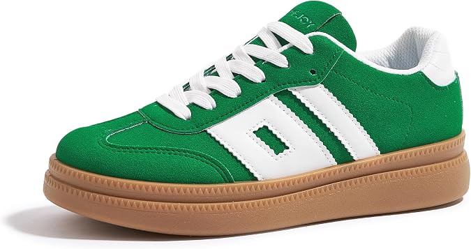 Women's Platform Sneakers Vintage Tennis Shoes with Thick Rubber Gum Sole Breathable Cushioned Co... | Amazon (US)