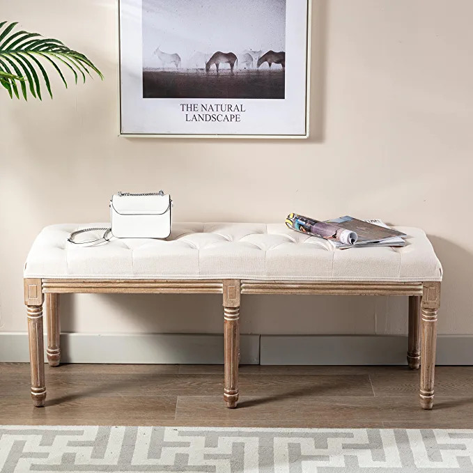 WINGBO 48" Extra-Long Rectangular Tufted Ottoman Bench Seat, Birch Frame & Rubber Wood Legs & Fad... | Amazon (US)