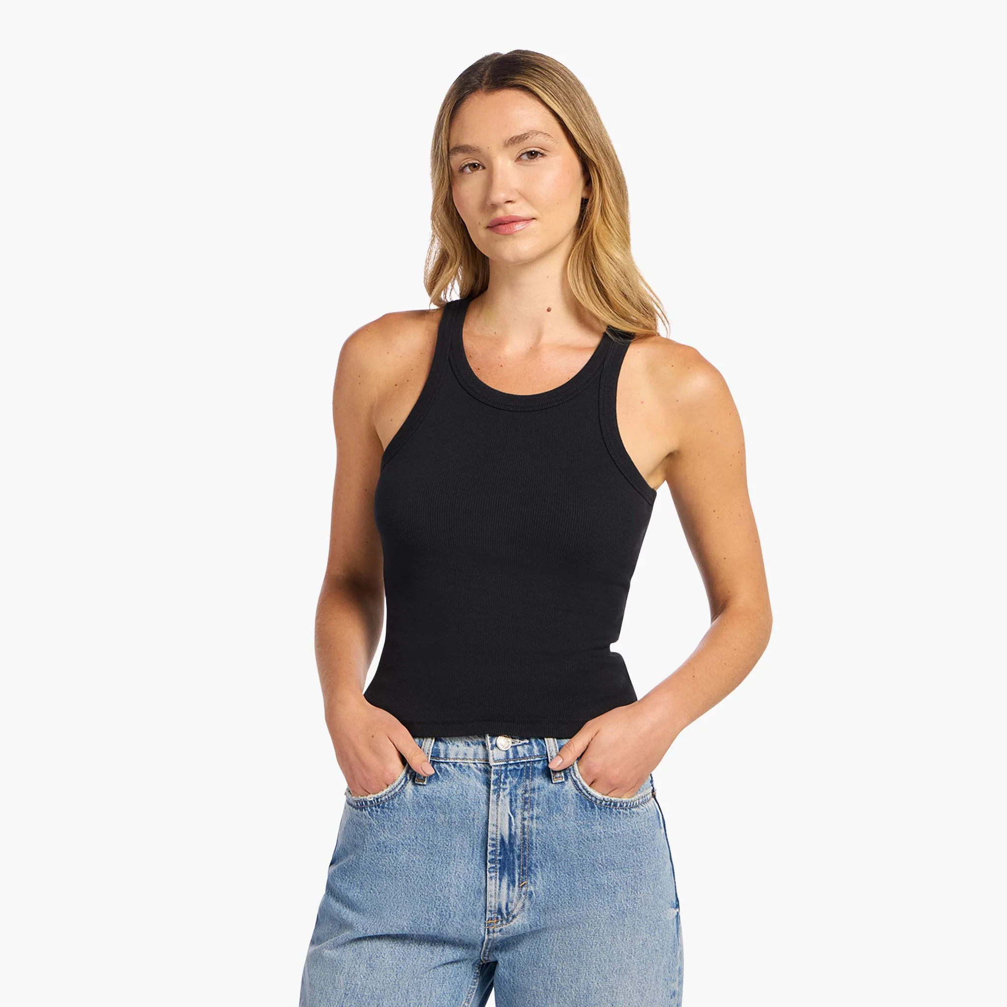 Essential Rib Tank | Black | Nuuds US