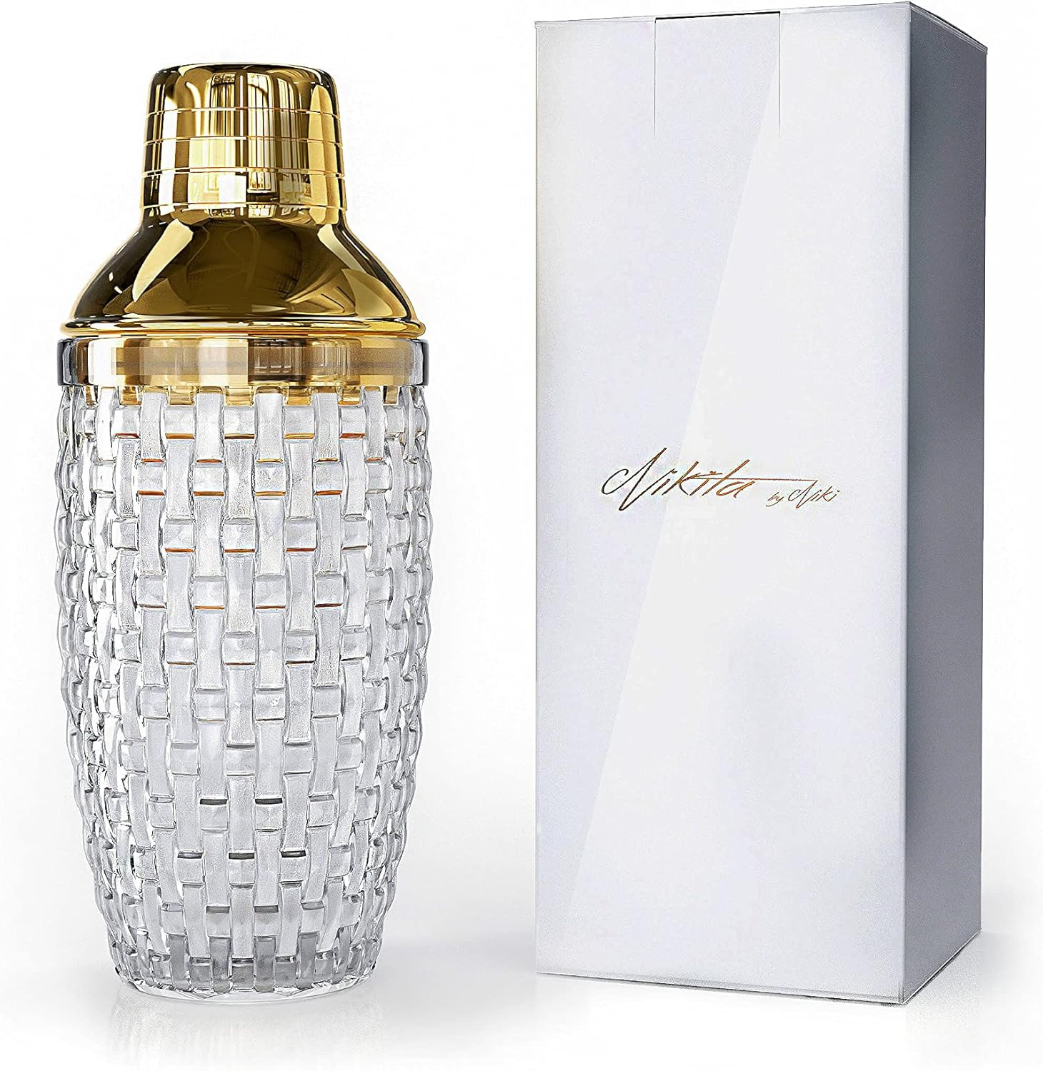 Nikita By Niki Luxury Glass Cocktail Shaker - Cocktail Shaker with Strainer and Stainless Steel L... | Amazon (US)