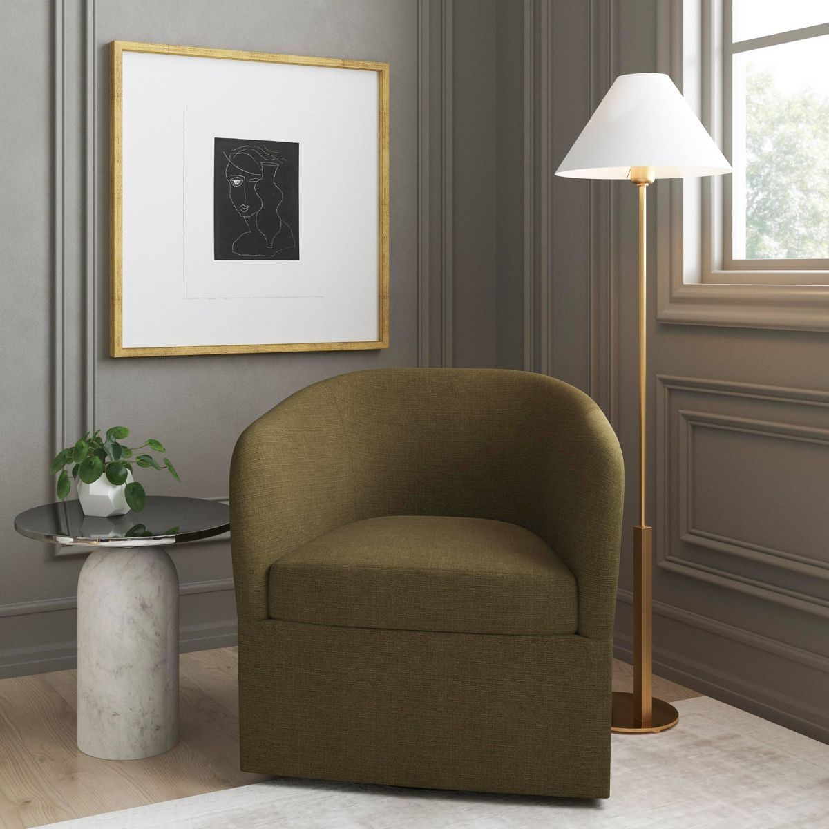 Rhea Swivel Chair in Linen - Threshold™ | Target
