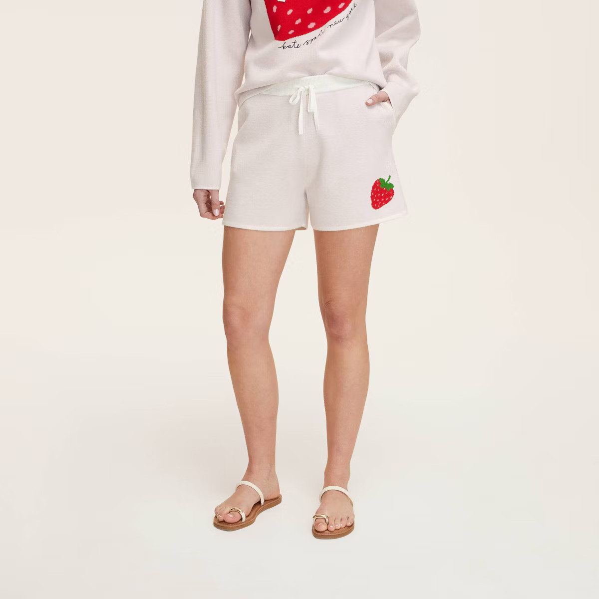 Women's Embroidered Strawberry Sweater Shorts - kate spade new york x Target Cream | Target
