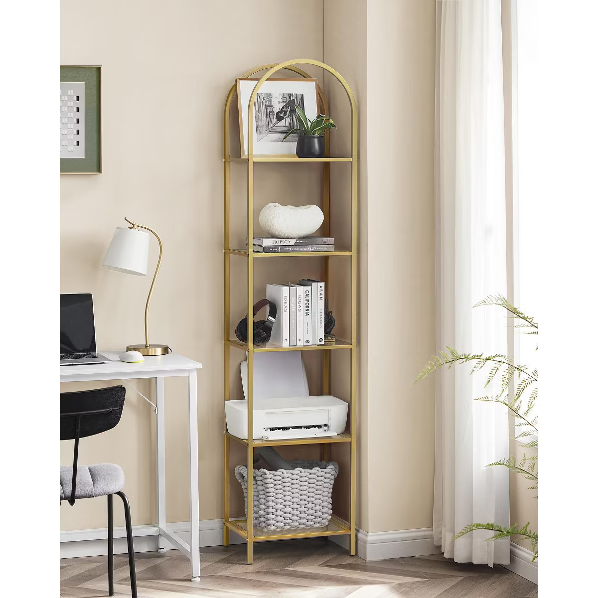 VASAGLE 5-Tier Shelf, Tempered Glass Shelving Unit, Arched Design | Target