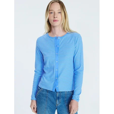 Free Assembly Women s Fitted Cardigan Sweater with Long Sleeves Lightweight Sizes XS-XXL | Walmart (US)