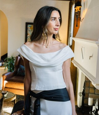 Antonio Melani x Stephanie Covington of A Life Well Saved Kaitlin Satin Drape Cowl Neck Off the S... | Dillard's