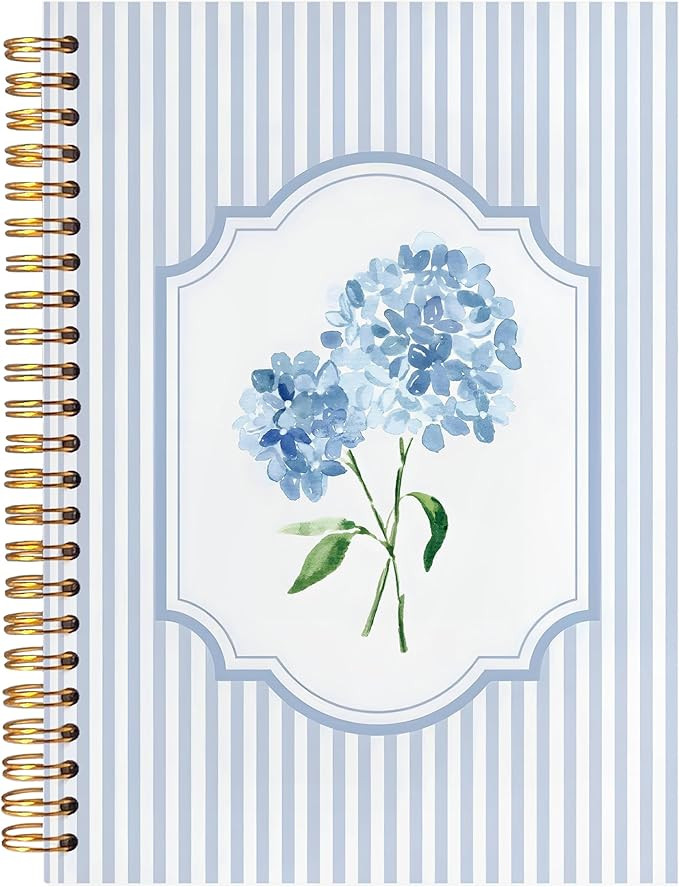Blue Hydrangea Notebook Journal, Hydrangea Gifts, Cute Blue and White Stripes Girly Floral Journa... | Amazon (US)