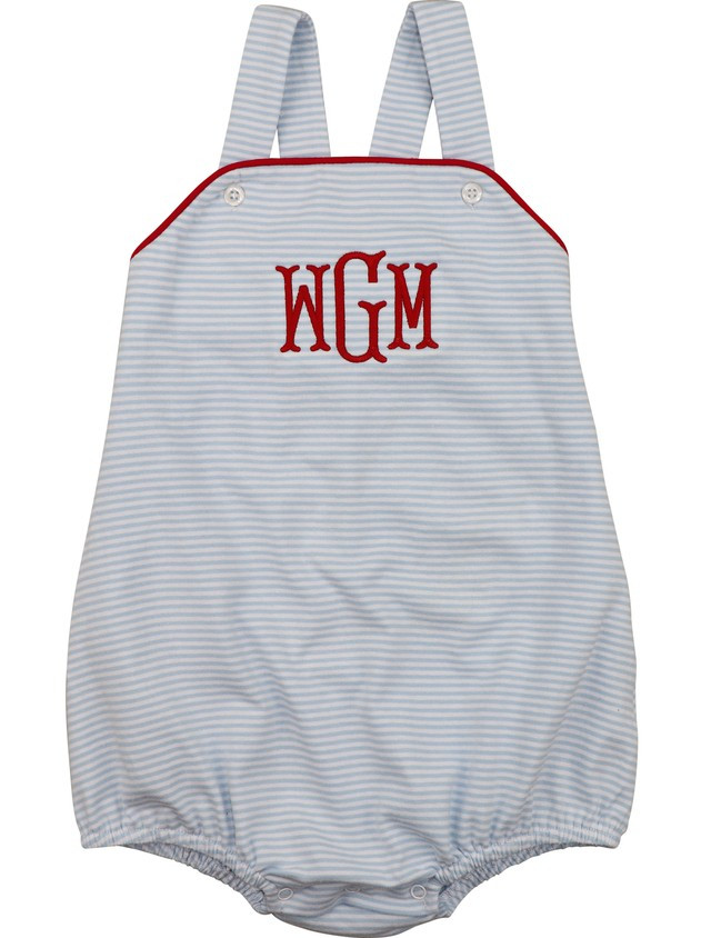 Blue and White Stripe Knit Boys Bubble | Cecil and Lou