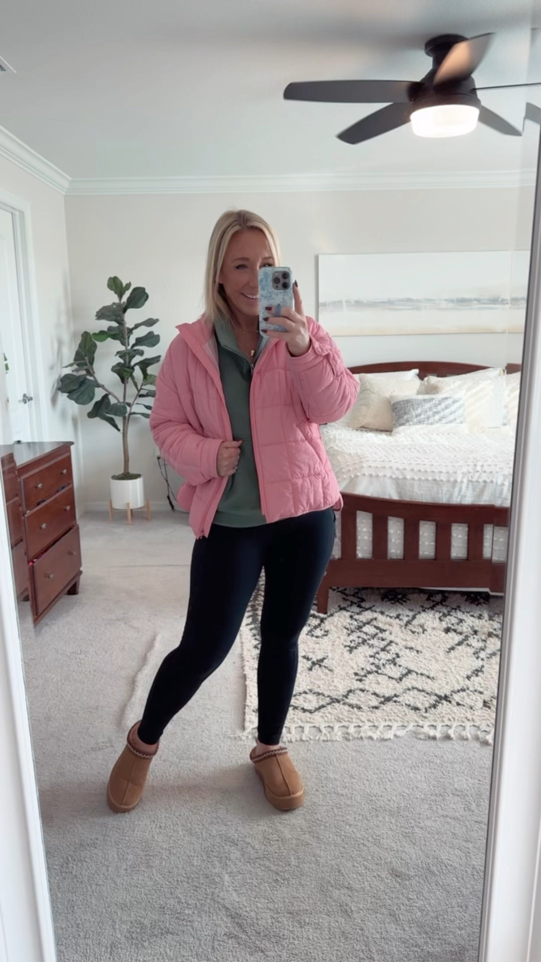 Love these colors together!
• pink jacket - size small. 
• green half-zip pullover - size medium (but needed a small).
• fleece lined leggings - size small.
• platform slippers - size up if in between (only comes in full sizes)

#LTKFindsUnder50 #LTKWatchNow #LTKSeasonal