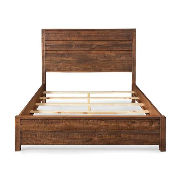 Grain Wood Furniture Montauk Distressed Solid Wood Panel Bed - Rustic Walnut - Queen | Bed Bath & Beyond