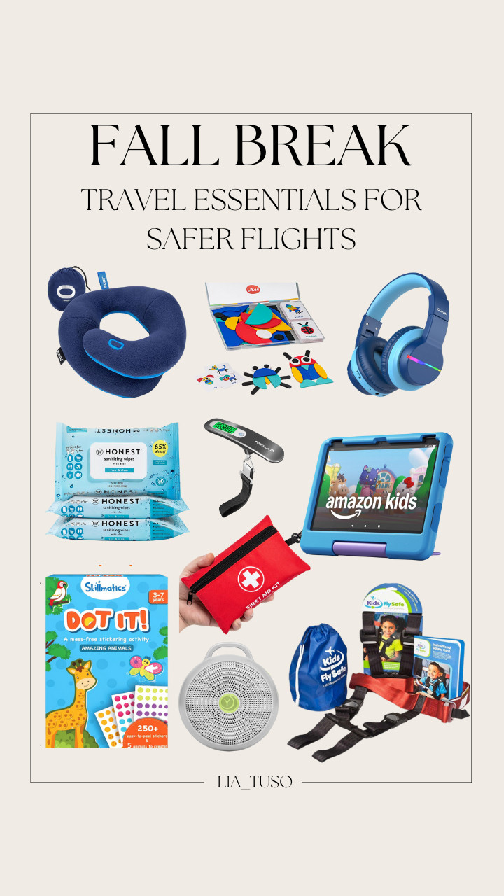 Fall Break Travel Essentials for Safer Flights || Kids Travel Neck Pillow || Yogasleep Hushh Portable White Noise Sound Machine for Baby || Amazon Fire HD 10 Kids tablet || Kids Bluetooth Headphones || Skillmatics Party Favors  || LiKee Open Ended Wooden Shape Puzzles || Mini First Aid Kit || Fosmon Digital Luggage Scale || The Honest Company Fragrance Free Sanitizing Alcohol Wipes

#TravelEssentials #FallTravel 

 #LTKSeasonal #LTKTravel #LTKFamily