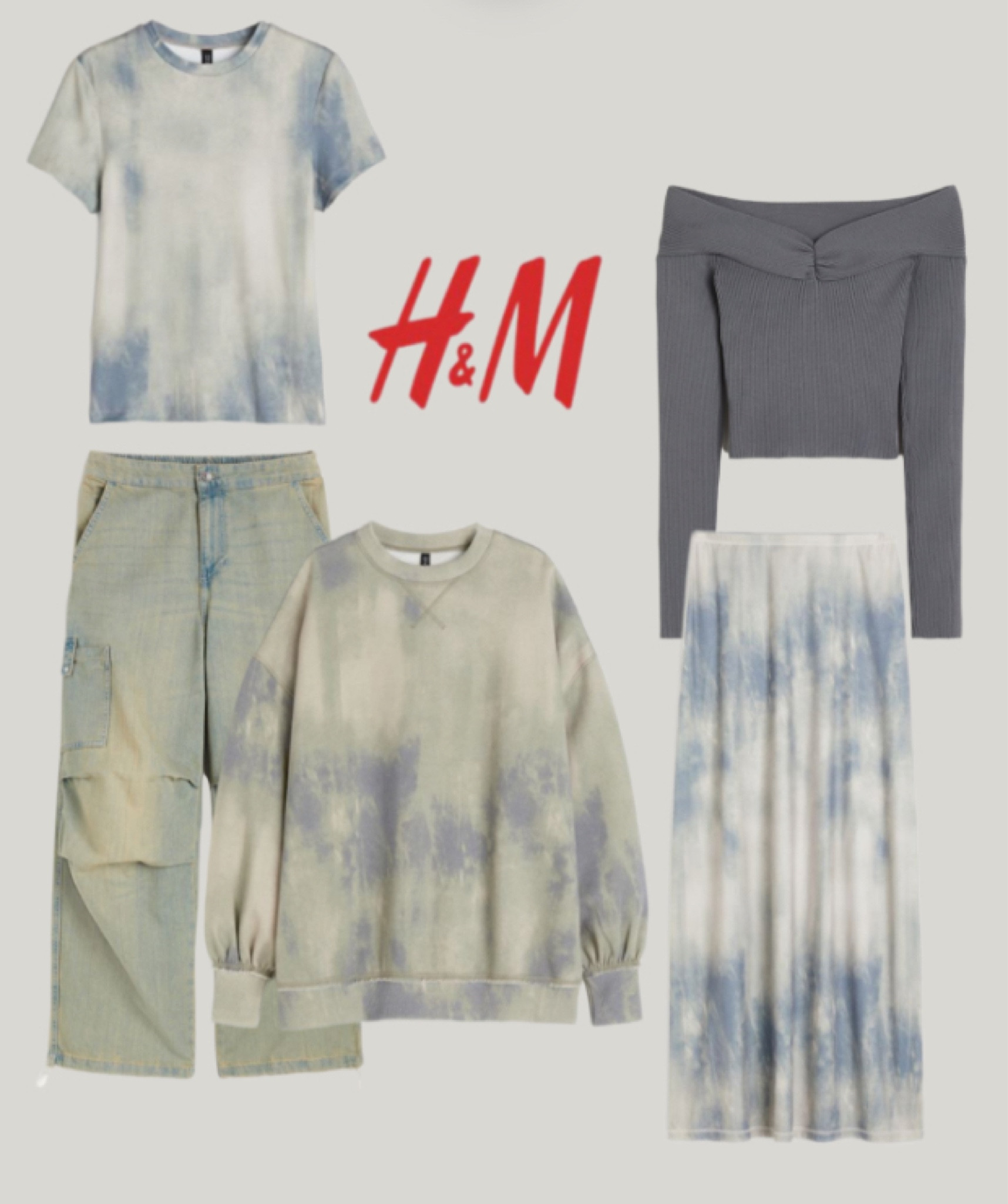 6 outfits , 5 items from #H&M #washedcolors 