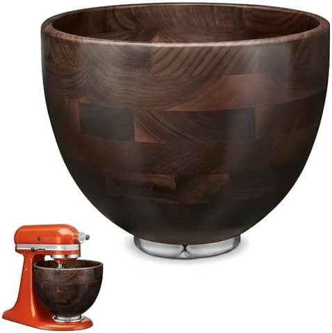 5 Quart Natural Wooden Mixing Bowl, Compatible with KitchenAid 4.5-5 Qt Tilt-Head Stand Mixers, H... | Amazon (US)