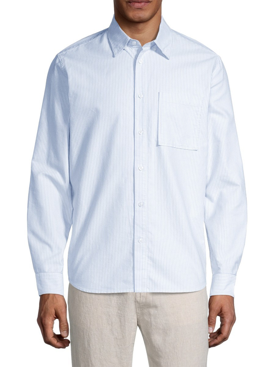 NN07 Men's Arne Striped Button Down Shirt - Blue Stripe - Size L | Saks Fifth Avenue OFF 5TH