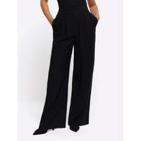 River Island Wide Leg Pleated Trouser - Black | Very (UK)