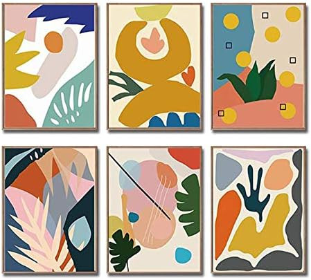 Amazon.com: iMagitek Set of 6 Unframed Colorful Modern Abstract Minimalist Retro Pop Wall Art Pos... | Amazon (US)
