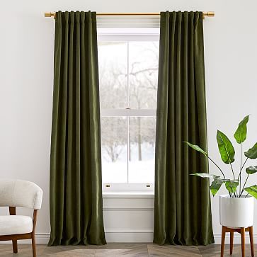 Worn Velvet Curtain - Tarragon | West Elm (US)