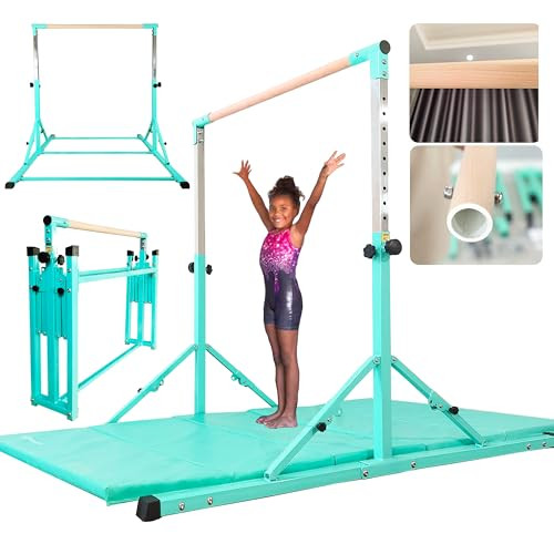 PreGymnastic Foldable Gymnastics Bar, 6FT Gymnastic Horizontal Bars, Folding Training Bar for Kids and Teenagers 3-18, Weight Limit 500 LB, Adjustable kip Bar,Children Home Gym Equipment Indoor | Amazon (US)