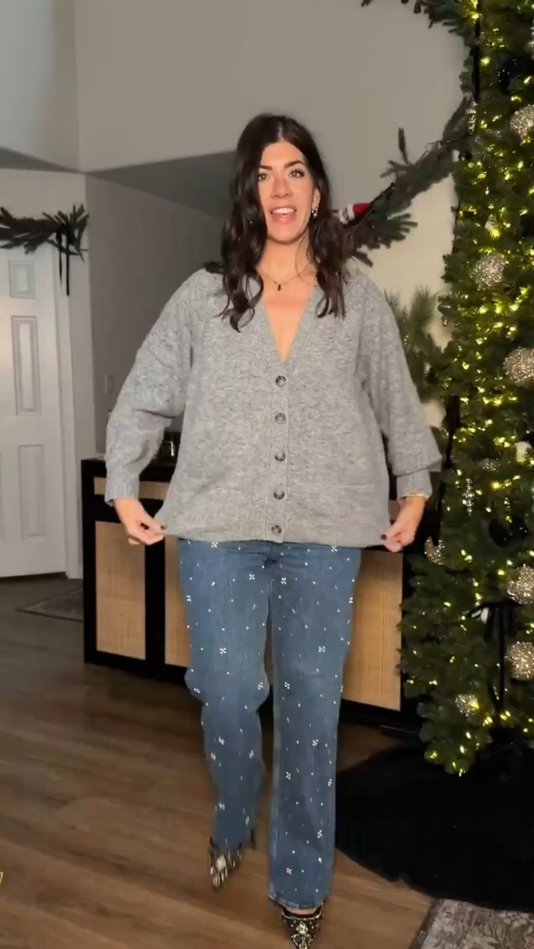 Medium top, 29 curvy long 

Abercrombie, midsize style, casual outfit, sweater weather, midsize fashion, easy outfit, mom style, midsize mom, trending fall fashion, holiday look, holiday fashion, embellished jeans, cardigan 

#LTKootd #LTKMidsize #LTKHoliday