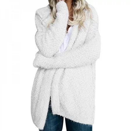 Promotion Clearance!Women Hooded Coat Faux Fur Zipper Coat Women Oversize Fleece Soft Jacket Thick L | Walmart (US)