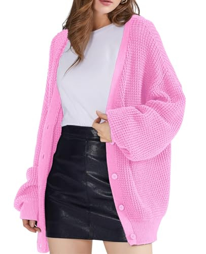 QUALFORT Cardigan Sweaters for Women 100% Cotton Button-Down Oversized Knit Outerwear Fall Tops for Women 2026 | Amazon (US)