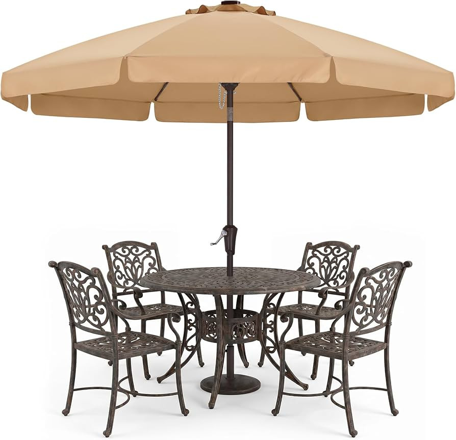 ABCCANOPY 10ft Scalloped Patio Umbrella, Outdoor Table Umbrella with Tilt and Crank, Fiberglass R... | Amazon (US)