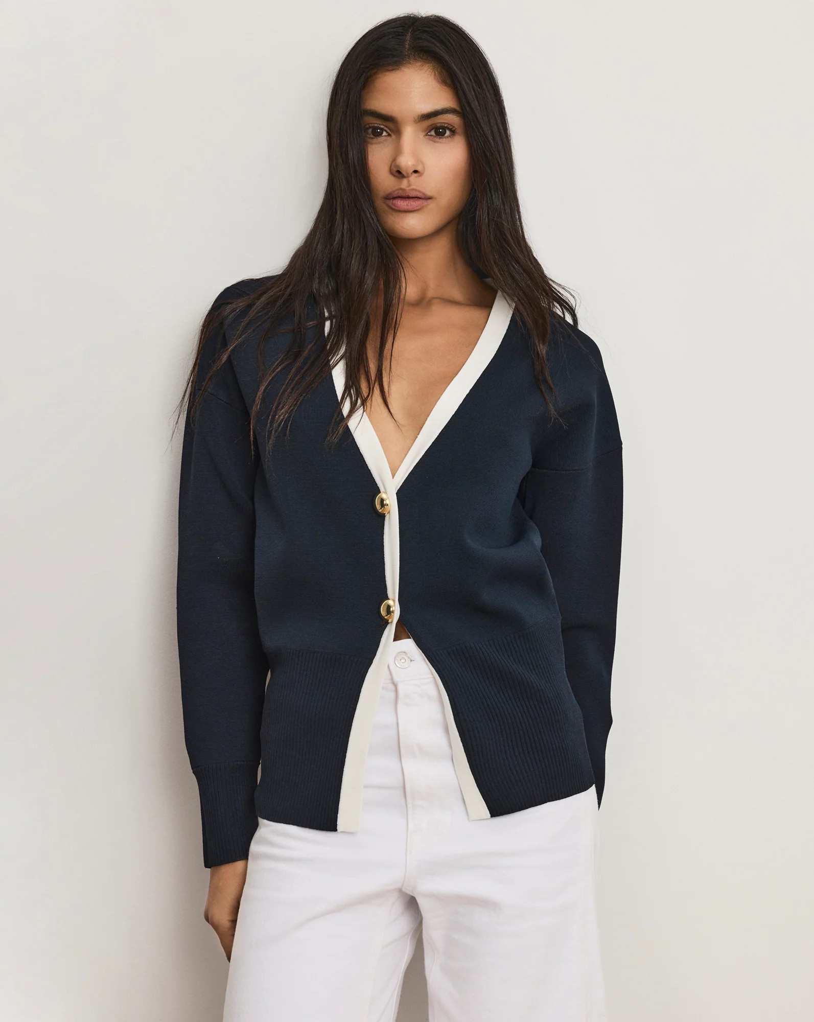 Veronica Beard Cillian Boyfriend Cardigan Navy | Veronica Beard