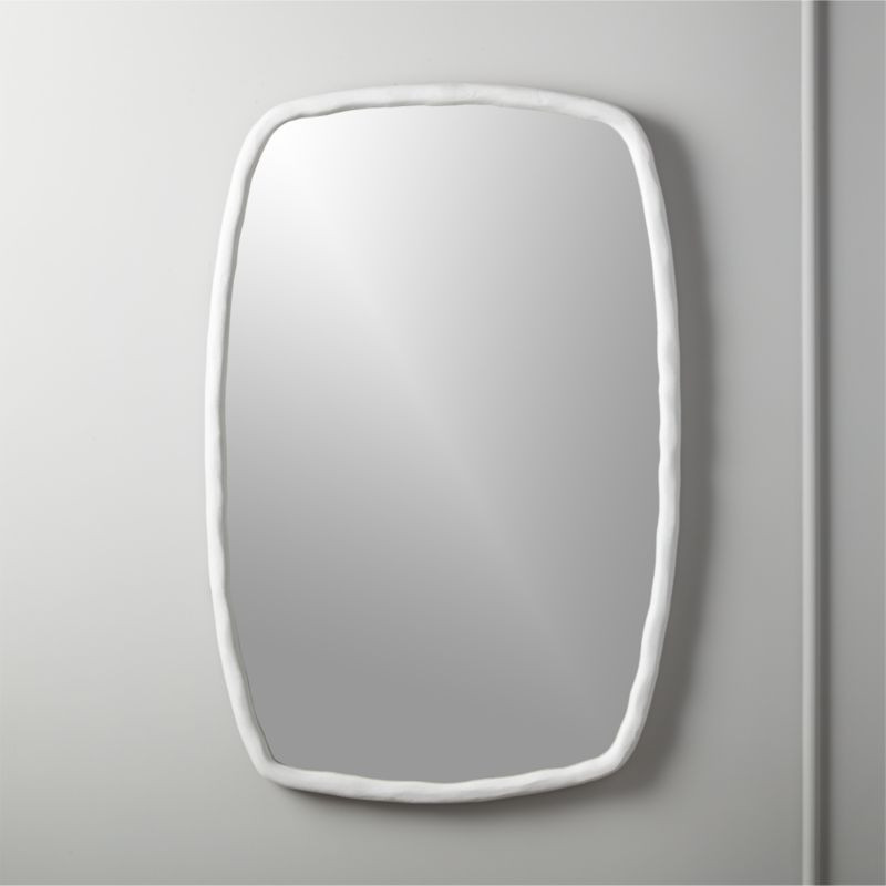 Suva White Rough Cast Wall Mirror 24"x36" + Reviews | CB2 | CB2