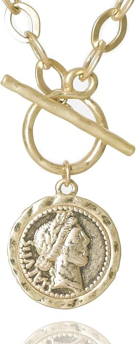 Cmarts Antique Gold Plated Roman Coin Necklace for Women 18 Inch Chain Pendant Necklace Birthday ... | Amazon (US)