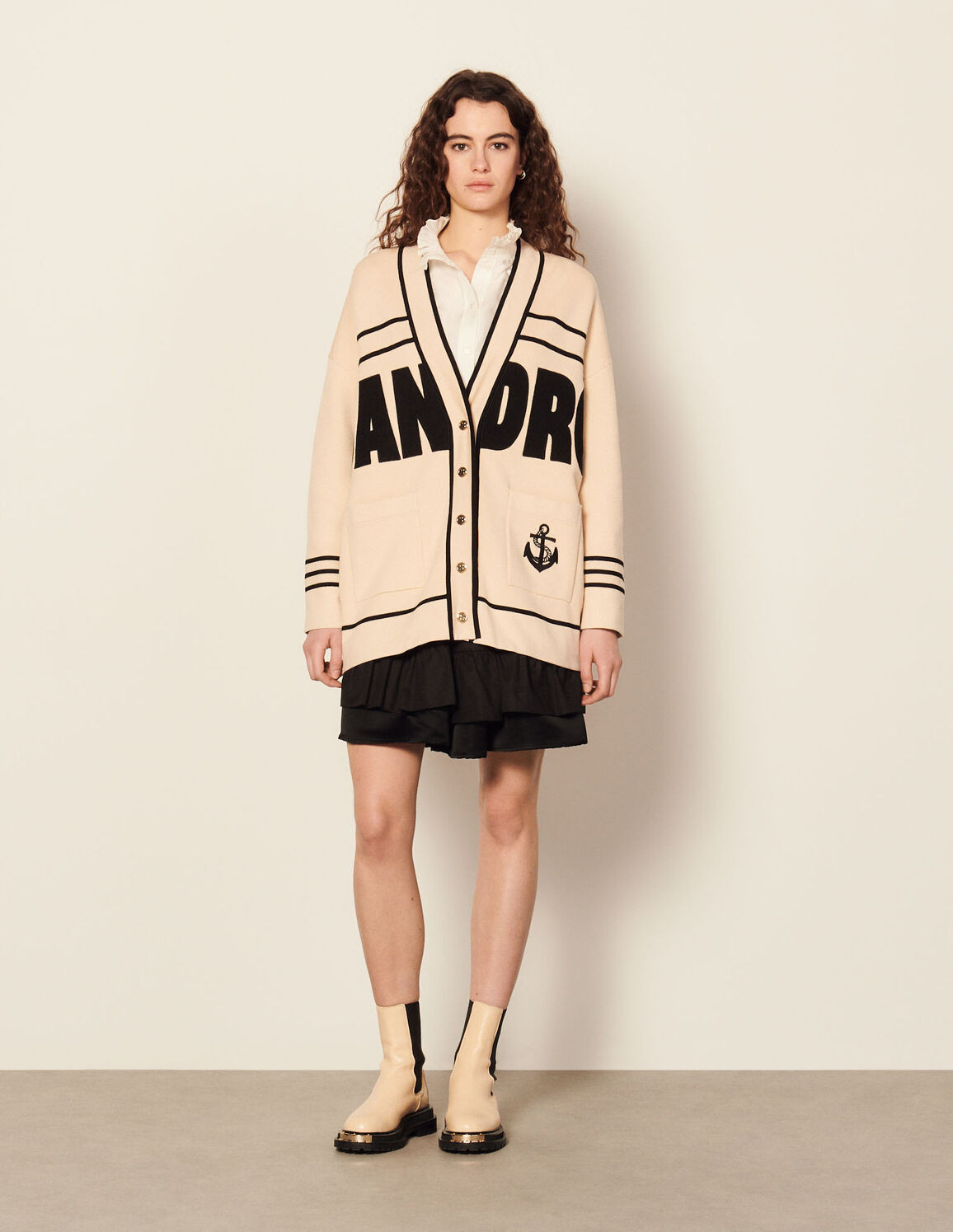 Two-tone oversized coatigan | Sandro-Paris US