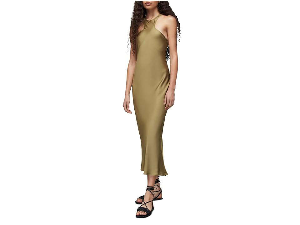 AllSaints Betina Dress Women's Clothing Pale Olive Green : UK 12 (US Women's 8), Viscose | Zappos