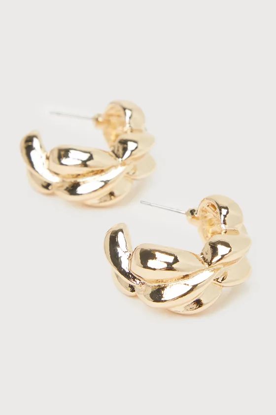 Stunning Aspect Gold Twisted Chunky Hoop Earrings | Lulus