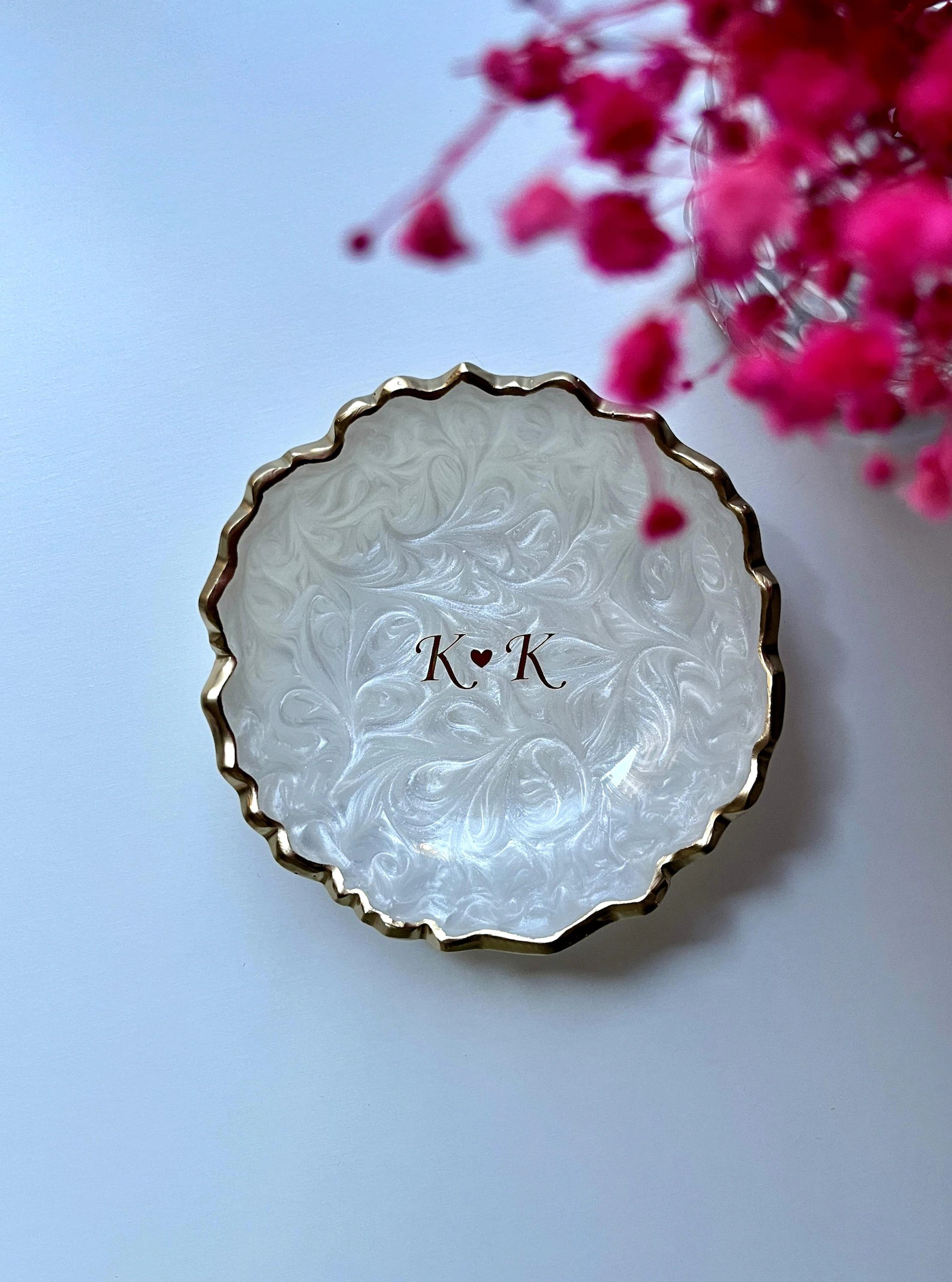 Personalized Initials Ring Dish| Resin Jewelry Holder | Engagement Gifts for Couple | Pearl Weddi... | Etsy (US)